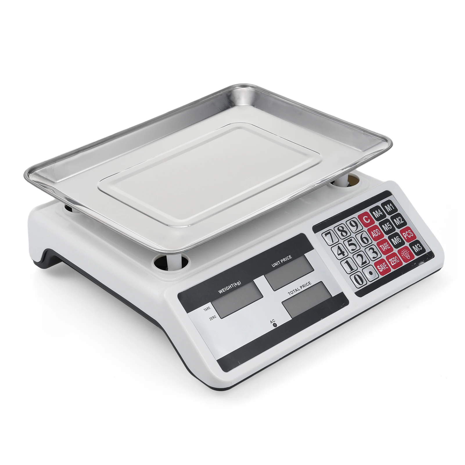 【New】40KG Digital Price Scale Electronic Price Computing Scale with Stainless Steel Large Platform Dual LCD Display Big Button