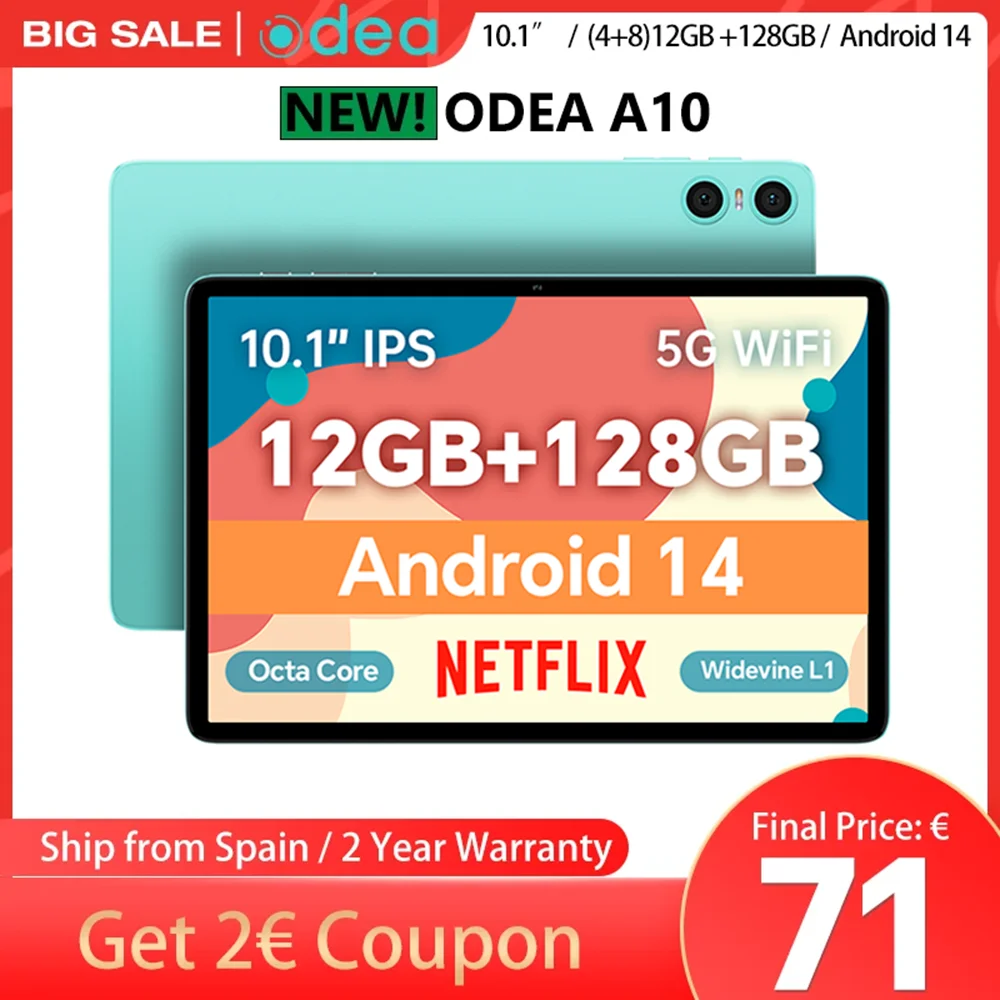ODEA A10 タブレット 12GB RAM 128GB Amazon.com : ODEA Android 14 Tablets, 10 Inch Tablet, A10
