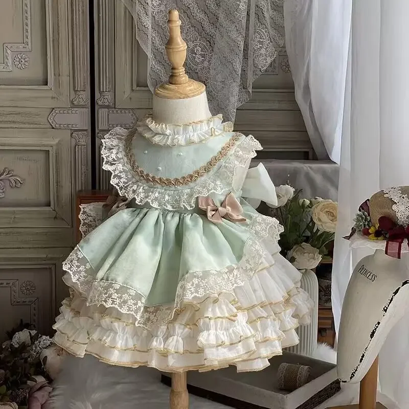 Girls Lolita Kids Summer Lace Purple Pink Green Dress Birthday Party Dress Cute Princess Doll Teen For Girls