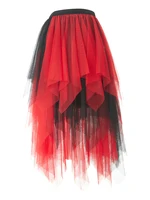 Women Layered Tulle Irregular Midi Skirts Retro Fairycore Aesthetic Y2K Skirt High Waist Pleated Skirts Bohemian Streetwear - Image 5