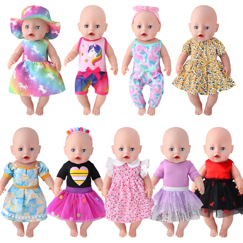 Various New Ctue Dress Ours & Generation 43 cm Reborn Baby Dolls Accessories Children Toys American 18 Inch Girl Doll Skirt