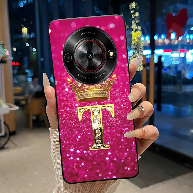 Vibrant Shockproof Soft Phone Case with Crown Letter Design