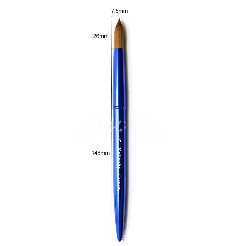 Pure Blue Metal Handle Nail Brush Mink Hair Manicure Brushes UV Gel Painting Drawing Nail Pens Salon Nail Tools Custom TIANMI 5