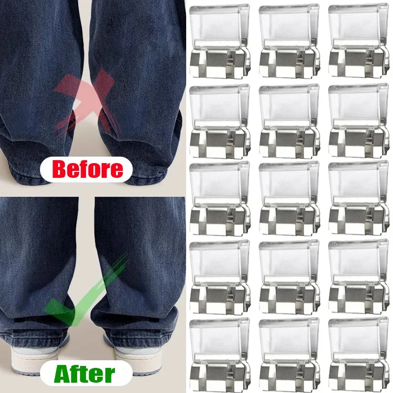 Clear Non-Slip Hemming Clips for Instant Trouser Shortening and Decoration