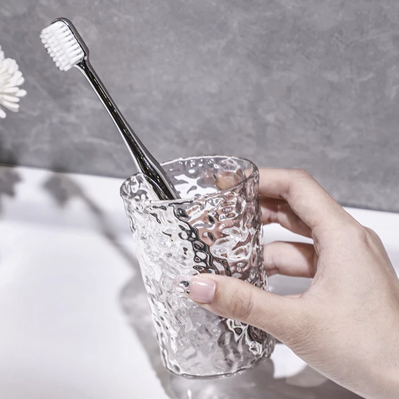1PC Plastic Mouthwash Cup With Handle Home Bathroom Tumblers Portable Mug Transparent Toothbrush Holder_voghion.com