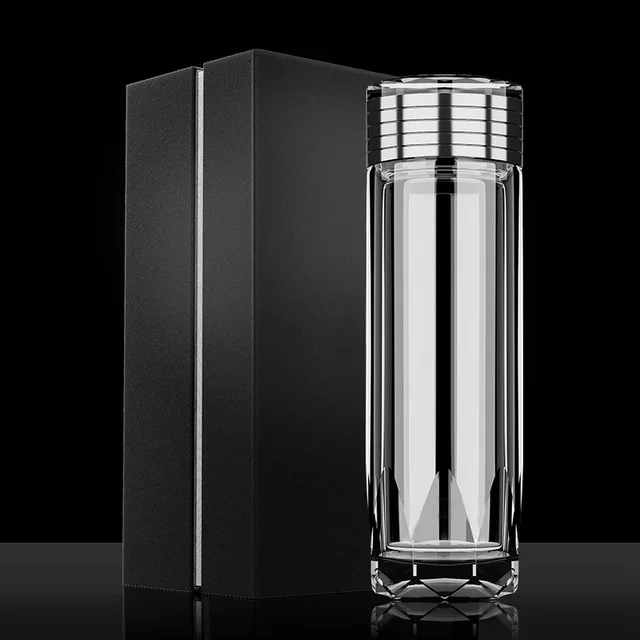 300/380MLHigh Quality Glass Water Cup Drinking Bottle Portable Double Layer Tea Cup With Filter Transparent Water Bottle 5