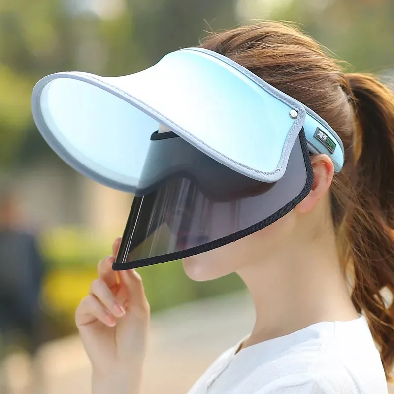 Summer Sun Visor Wide-Brimmed Beach Hat Adjustable Uv Protection Female Cap Packable Double Layer Protection Sun Hat Golf Cap
