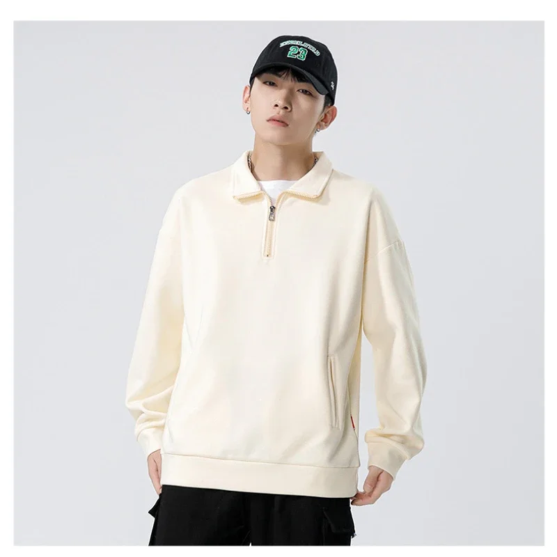 Men's New Fall and Winter Loose High Neck Cotton Sweater Solid Color Pullover Fashion Casual Personality Jacket Men Clothing