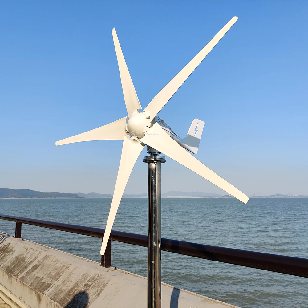 3000W Vertikale Achse Windturbine 12V/24V 5 Blätter Windturbinen-Generator-Windmühle  220V Erzeugen Sie Turbin Komplettset für Familie