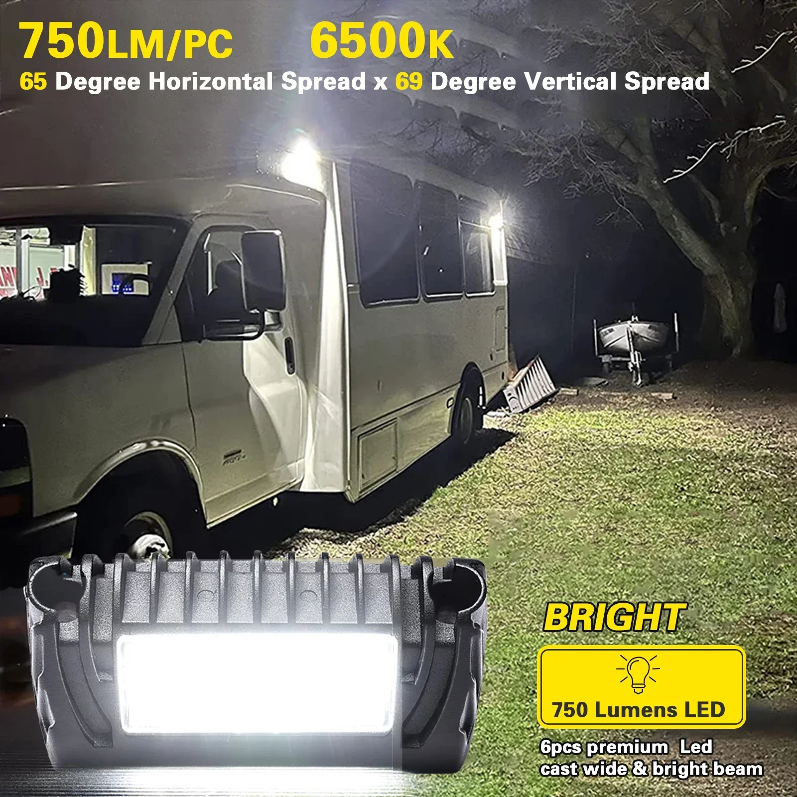 2x RV Exterior LED Porch Utility Light 12V 750 Lumen Awning Lights Lighting LED Porch Lights for Most RVs Trailers Campers