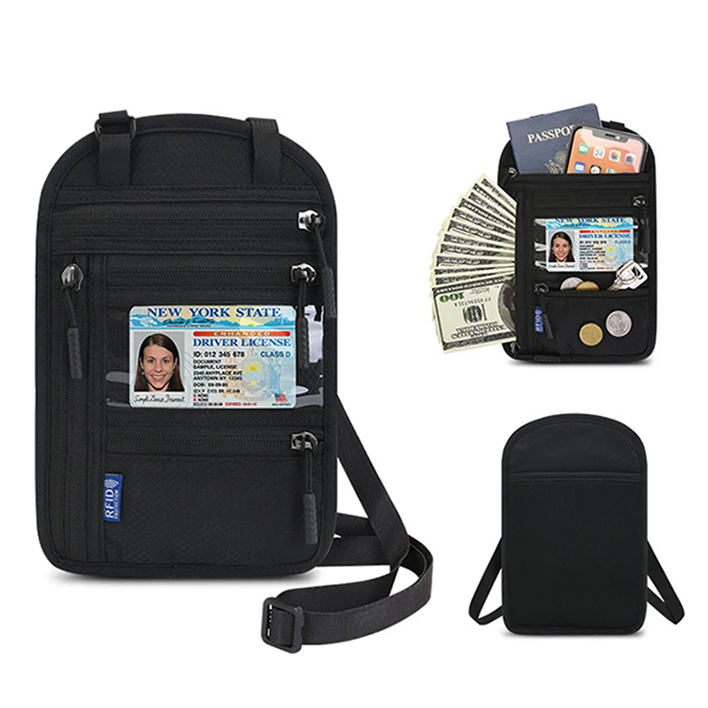 Passport Holder Travel Neck Wallet Pouch with RFID Blocking Passport