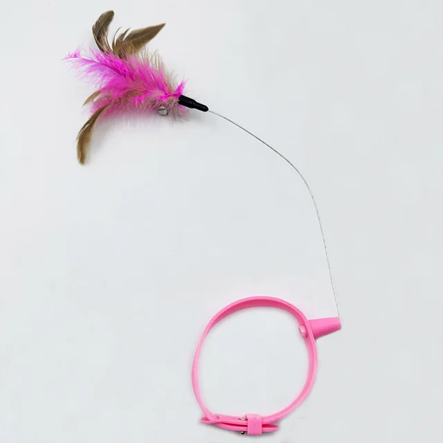 New product collar cat teaser self-entertainment cat toy neck collar feather bell cat toy pet supplies 5