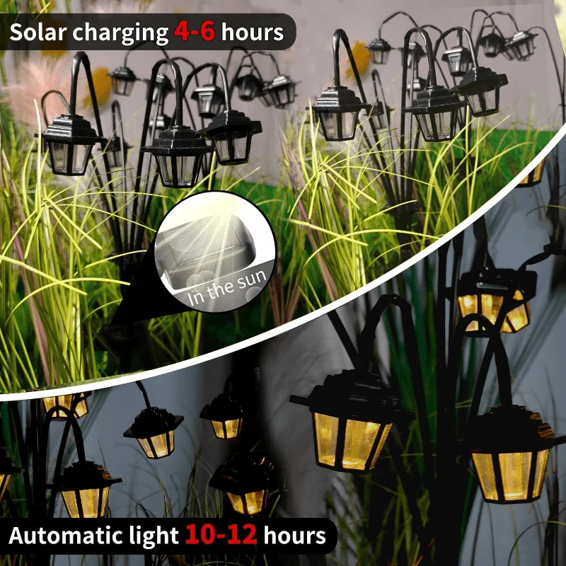 รูปสินค้า โคมไฟสวนสไตล์วินเทจ 3/6 LED โซลาร์เซลล์