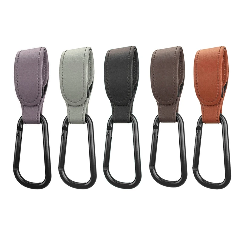 

Portable Stroller Hooks Adjustable PU Leather Multi-purpose Clip Hang Your Purse Shopping Diaper Bags on Pram