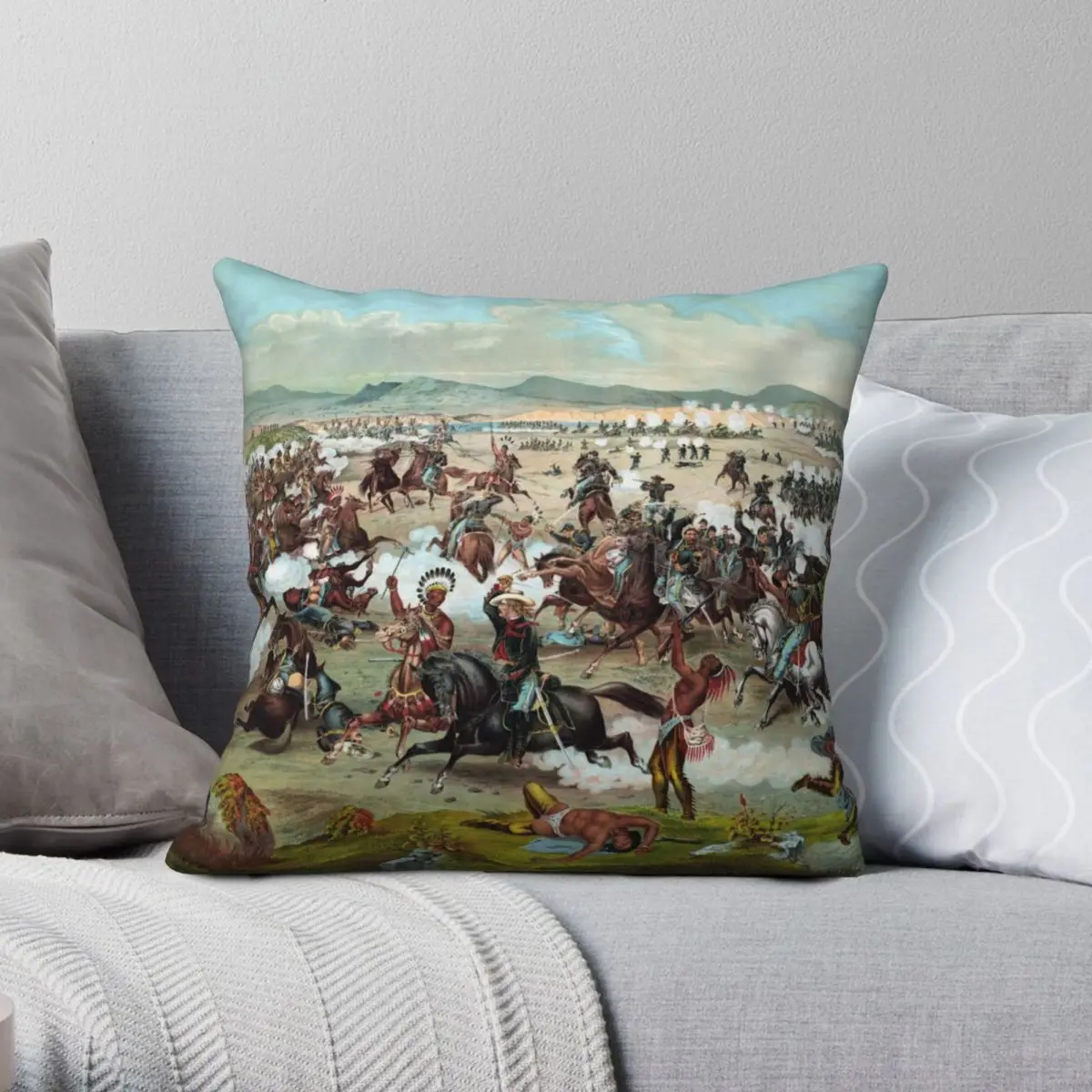 

Custer's Last Stand Square Pillowcase Polyester Linen Velvet Printed Zip Decorative Pillow Case Room Cushion Cover 45x45