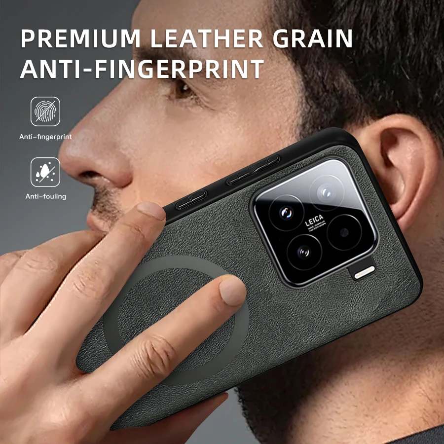 Luxury Leather Magnetic Phone Case with Magsafe Cover