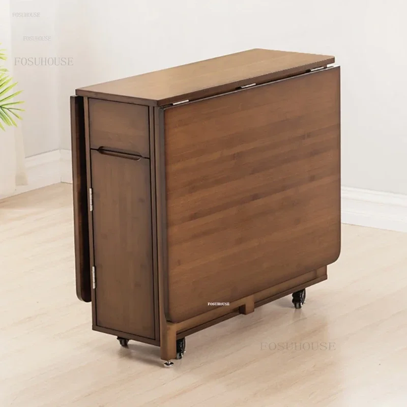 Folding Solid Wood Dining Tables Detachable Rectangular Dining Table Small Apartment Wall Table Home Kitchen F