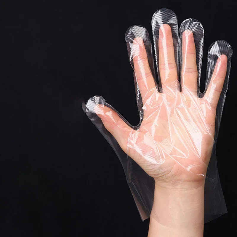 100pcs Food Plastic Gloves Transparent Disposable Gloves Kitchen Accessories