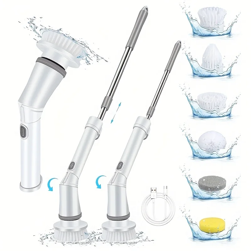 다기능 긴 손잡이 개폐식 전기 청소 브러시, 가정용 바닥, 욕실 타일, 욕실 청소 유물