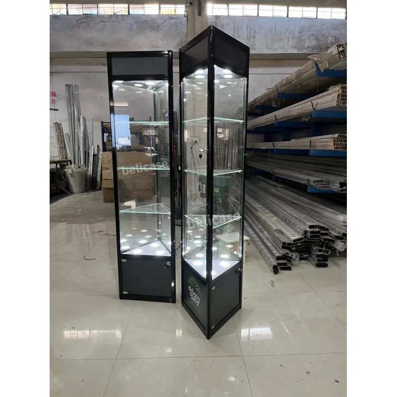 커스텀. 저렴한 부티크 쥬얼리 시계 숍 가구 유리 캐비닛, LED 조명, 연기 상점 알루미늄 프레임 유리 코너 쇼카