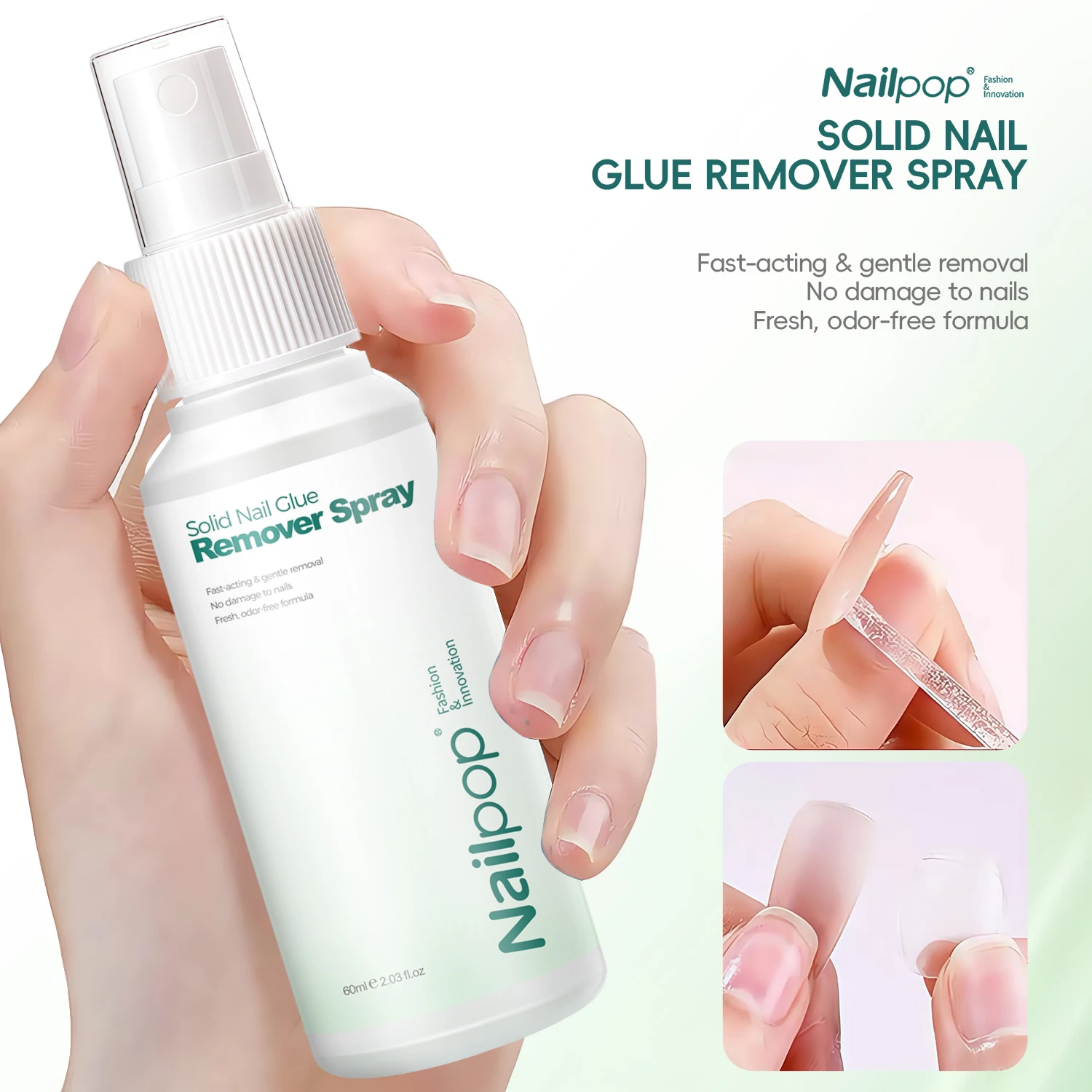 Nailpop 60ml Nail Remover Spray For Press On Nails False Nail Tips  Type UV Soak Off Solid Adhesive Fake Nail Removing Nail Art