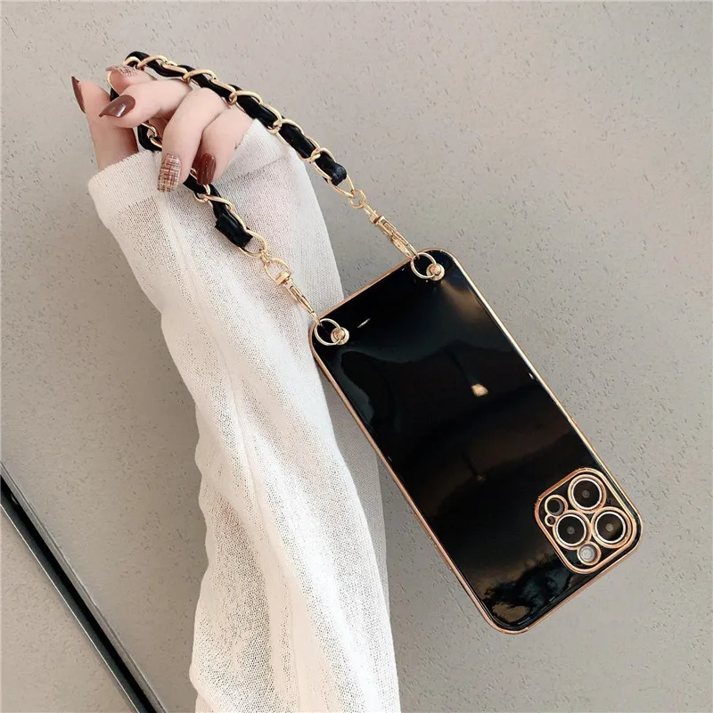 Cassa del telefono del braccialetto della catena della borsa di lusso per Xiaomi redmi note 11 pro note10 10s 10A 10C 9A 9C 9T placcatura in silicone morbido_voghion.com