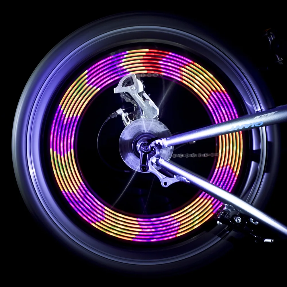 Bike Wheel Light Cycling Bicycle Colorful Signal Tire Spoke Light USB Rechargeable 14 RGB LED Cycling Bicycle Wheel Signal Lamp