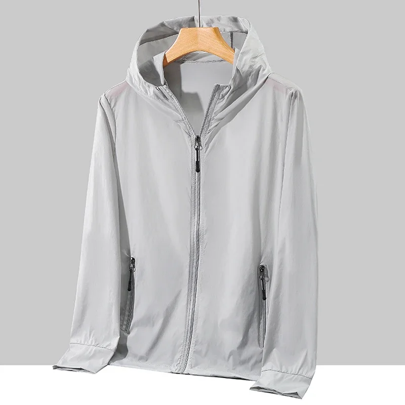 

2024 Summer Windproof Men's Hooded Ultra-thin Quick Drying Men's Jacket Summer Sun Protection Jacket Large Size Men's Clothing