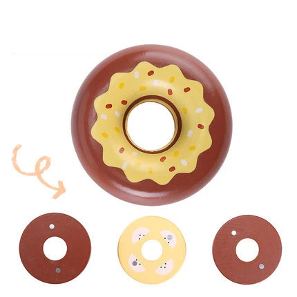 1pc Breakfast Simulation Food Toys Pretend Play Game Donut Hamburger Hot Dot Wood Toys for Kids House Play Early Learning Educ 2