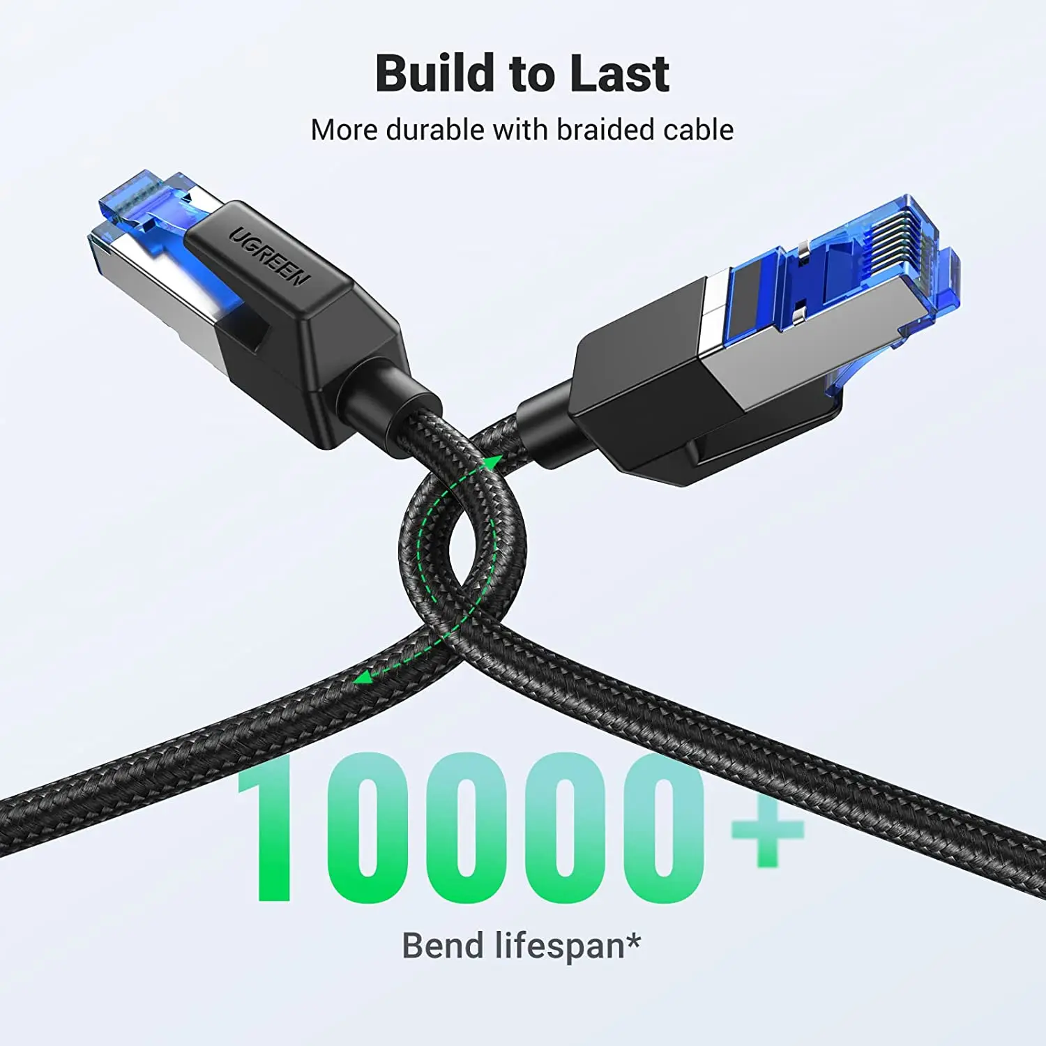 UGREEN Cat 8 이더넷 케이블 고속 브레이디드 40Gbps 2000Mhz 네트워크 코드 Cat8 RJ45 차폐형 실내용 헤비듀티 LAN 케이블