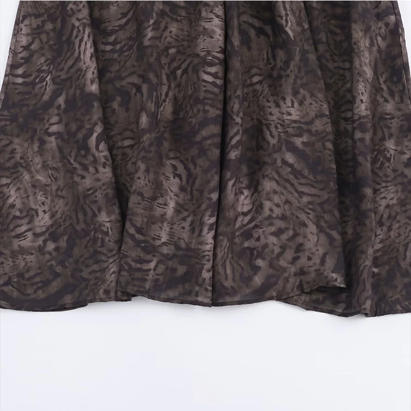 2025 New Vintage Printed Midi Skirt With Belt Ruffles Pleated Long Skirts For Women Fashion High Street Casual Chic Party Skirts