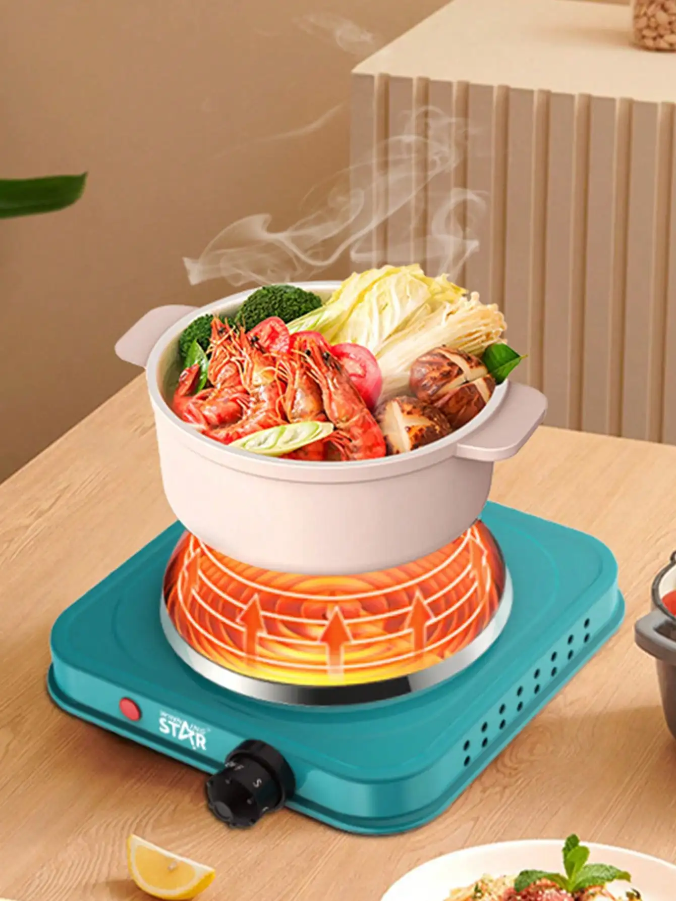 Winning Star 1 件 Electric Hot Plate 1000W 5-Level Temperature Adjustment Single Household Electric Stove Coffee Stove Electric 4