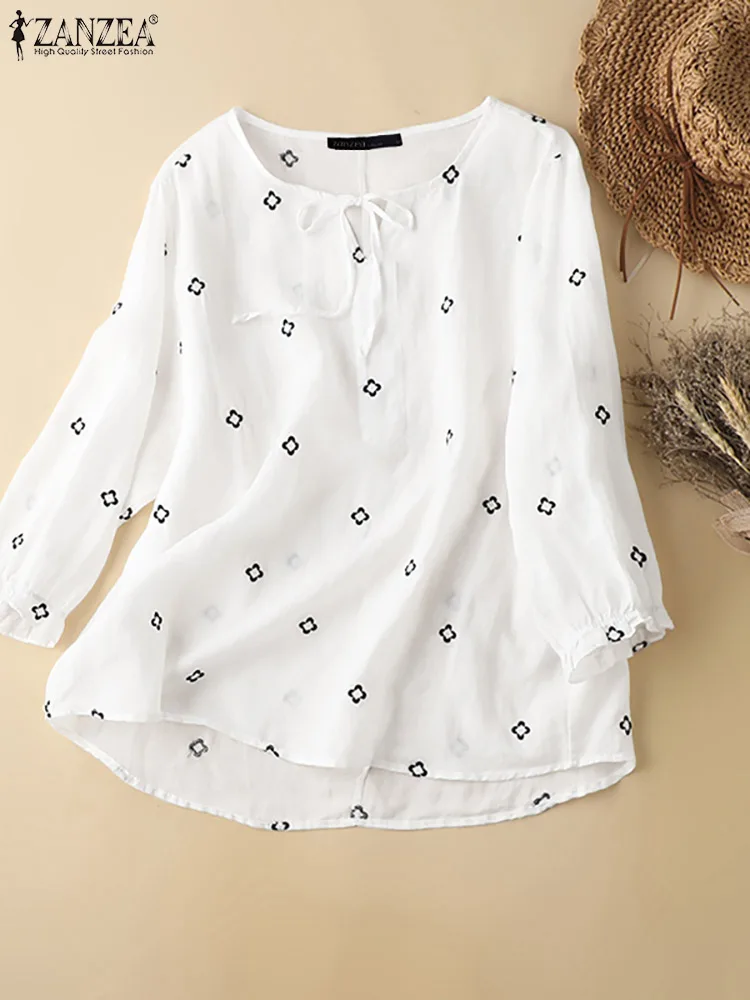 WomenCasualCottonTopsSummerAutumnONeckCamisasZANZEAHoliday