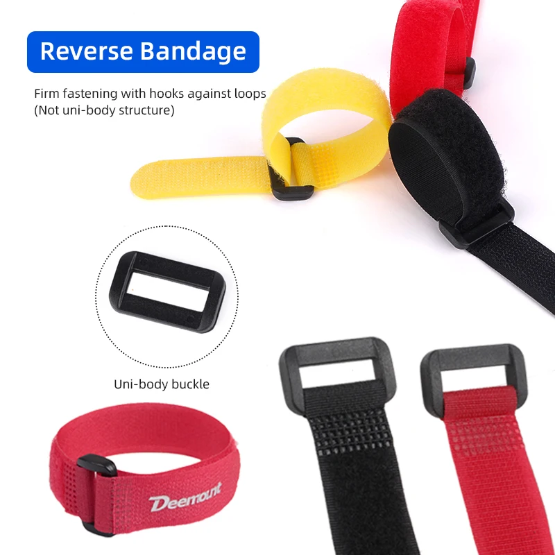 Bicycle Strap 5PCS Deemount Bicycle Nylon Hook/Loop Tape Self Adhesive Strap
