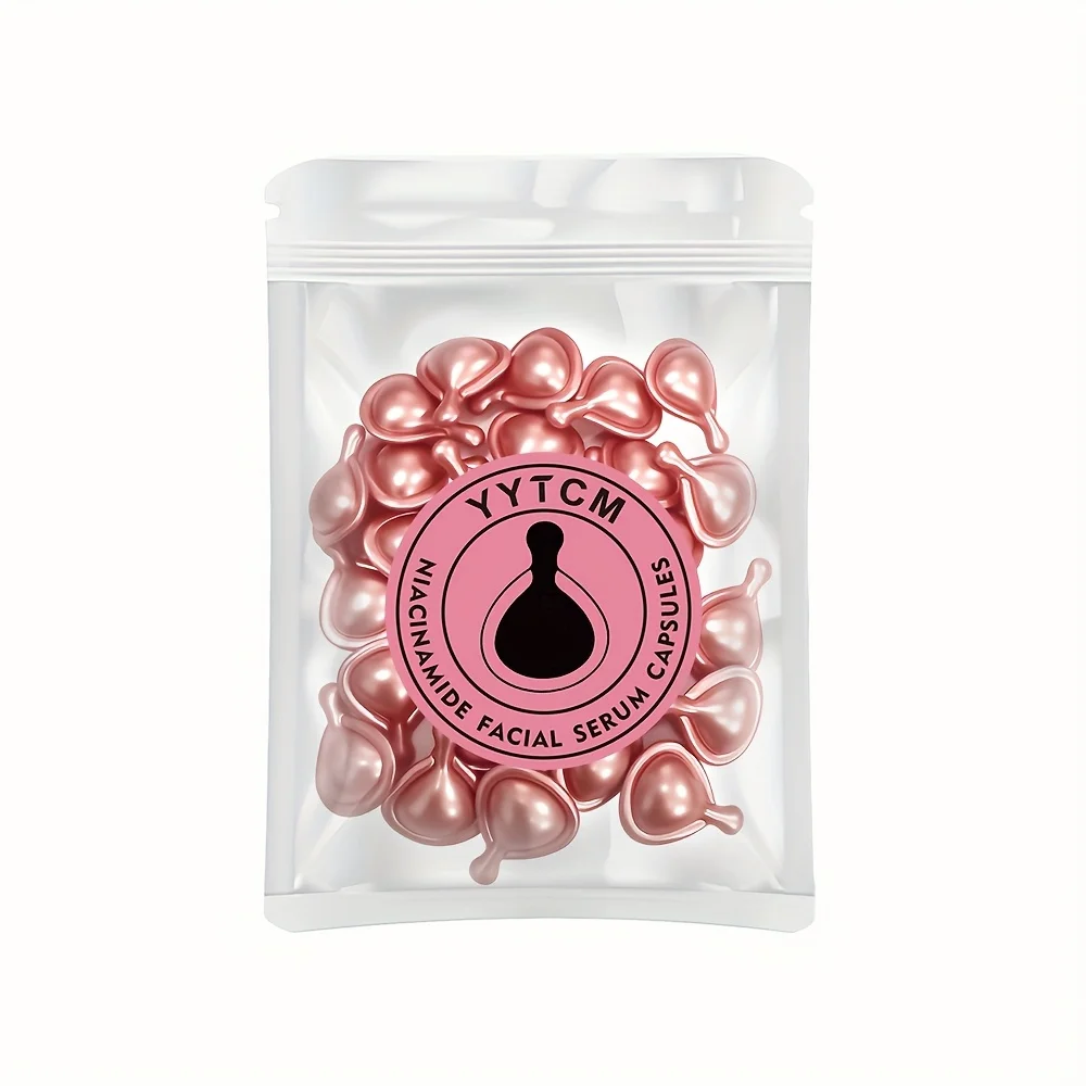 كبسولات نياسيناميد للوجه، تحتوي على ريتينول، زيت فواكه الزيتون، مستخلص جاردينيا، تفتيح لون البشرة، ترطيب وترطيبها، بشرة ناعمة وحساسة (0.5 جرام × 30 كبسولة)/كيس-1 كيس