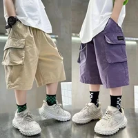 Shorts d'été pour garçons de 3 à 14 ans, nouvelle mode, en coton, avec grandes poches, demi-pantalons pour enfants, pantalons de sport d'extérieur 1