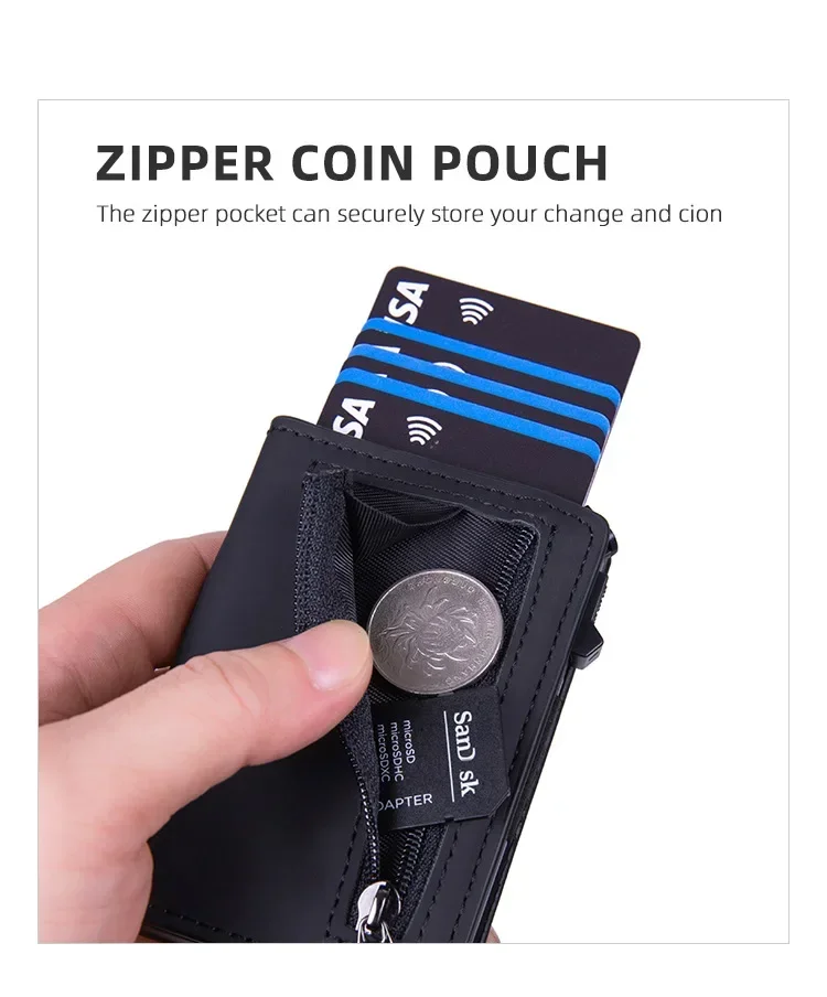 Personalisierter Name, magnetischer Kreditkartenhalter, RFID-blockierend, minimalistisches Pop-up-Portemonnaie, Leder-Bankkartenetui, Geldbörse für Herren – Detail 7