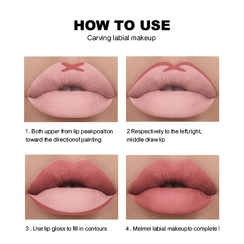 12pcs Nude Lip Liner Pen Matte Smooth Lasting Lip Liner Velvet Non-stick Cup Lip Gloss Matte Lipstick Cosmetics 5