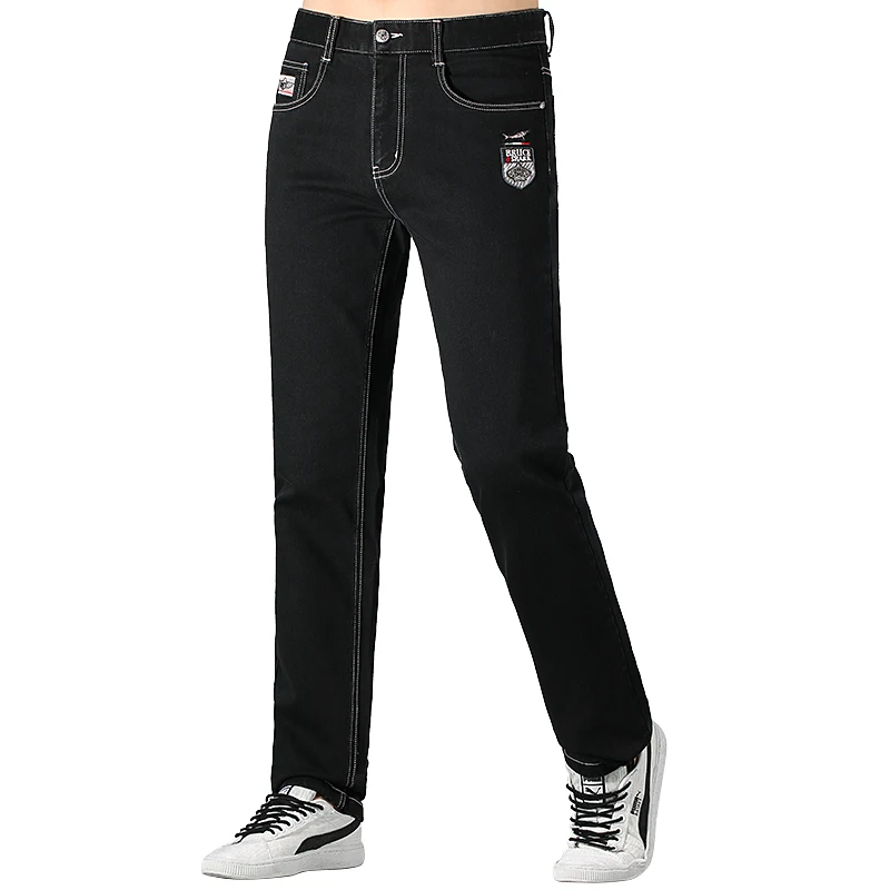 New Men's Winter Black Jeans Thicken Full Mid Waist Jeans for Man Bruce&Shark Fashion Casual Straight Leg Loose Fit Big Size 42 2