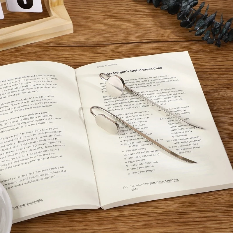 Metal Bookmark Bookmarks Stationery Supplies Simple Round Oval Metal Bookmarks Creactive Swan Neck Geometric Book Marks Reading Aid Tools Student Stationery Souvenir Gifts