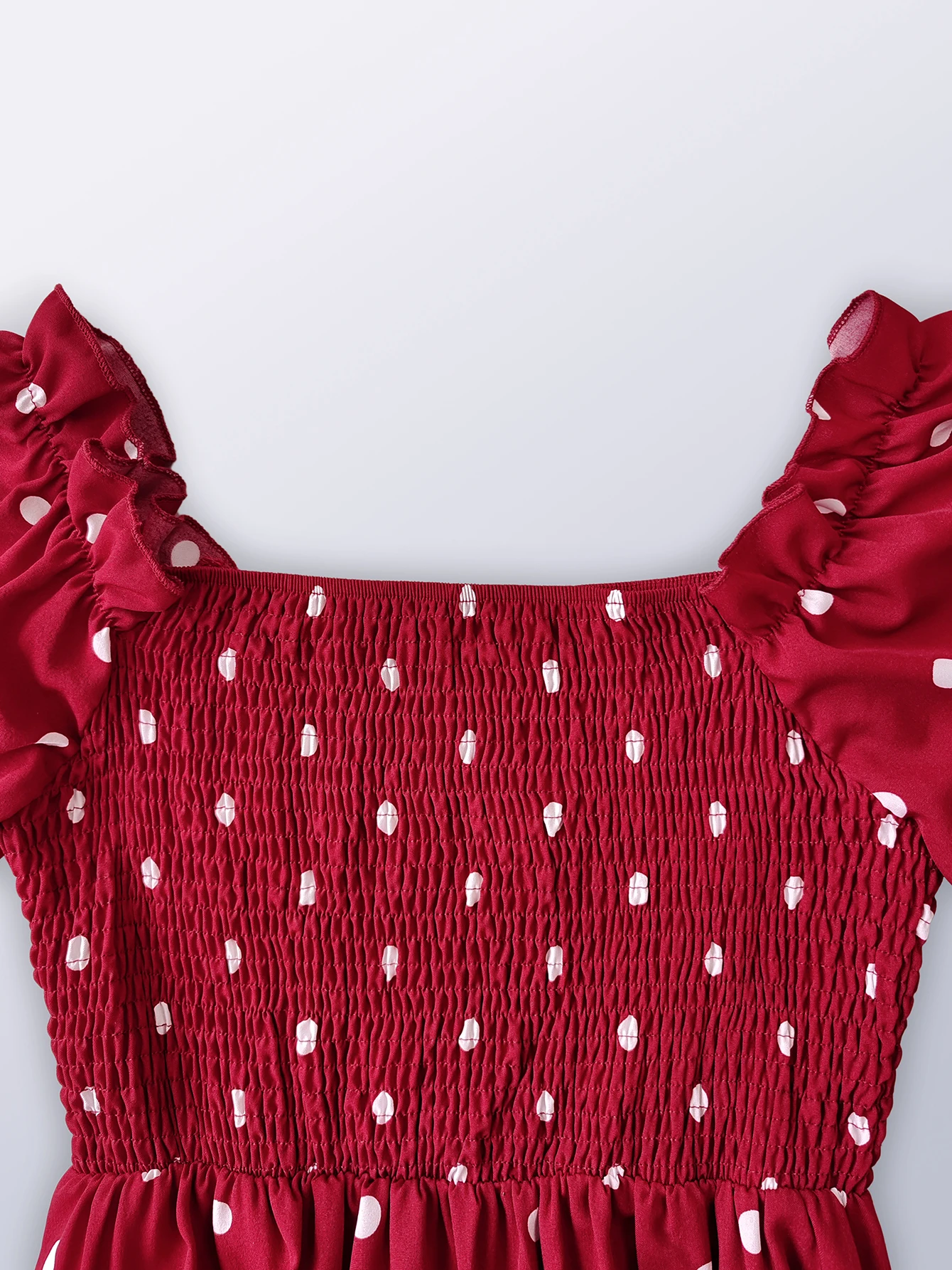 Women Polka Dot Long Sleeve Square Neck Dress