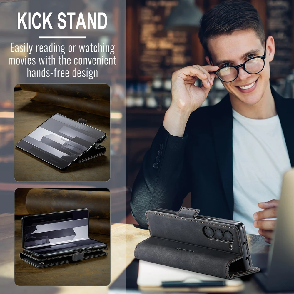 Retor Leather Wallet Case Anti-Drop Flip Case for Samsung Galaxy Z Fold 7 6 5 4 Fold6 Shockproof Phone Cover Cards Holder Bumper | Gaffar India