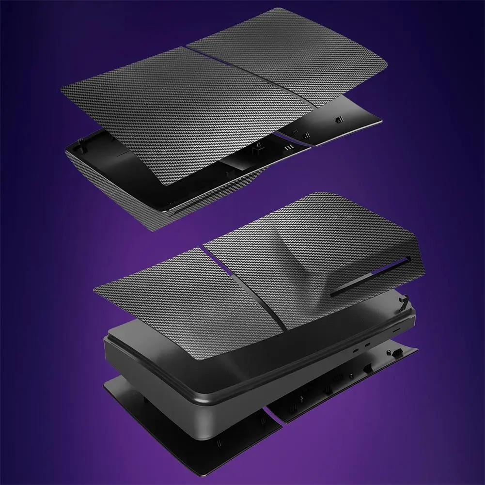 Wzór z włókna węglowego obudowa konsoli zamiennik dla PS5 Slim Disc Edition wersja płyty czołowej akcesoria odporne na zadrapania do gier