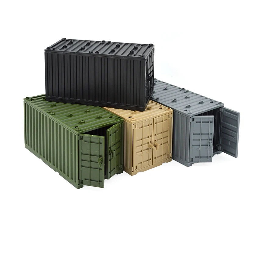 Military Container Weapon Boxes Building Block Mini Figure Accessories Army Scene WW2 DIY Military Weapon Bricks Toys