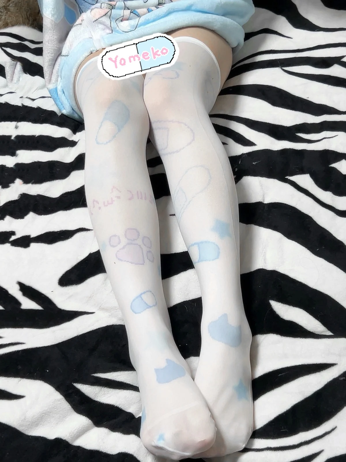 Japanese Printed Velvet Pill White Socks Women Cute Sweet Lolita Water Color Secondary Element Stockings Mine Series Knee Socks