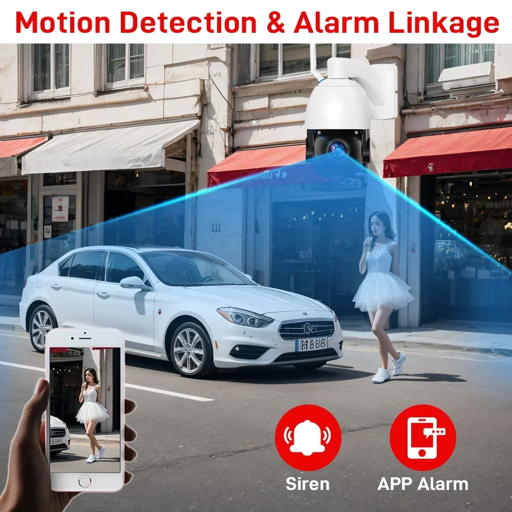 위스티노 싱글 렌즈 8MP 야외 HD 50배 광학 줌 IP 카메라 모션 감지 음성 알람 마당 감시 카메라