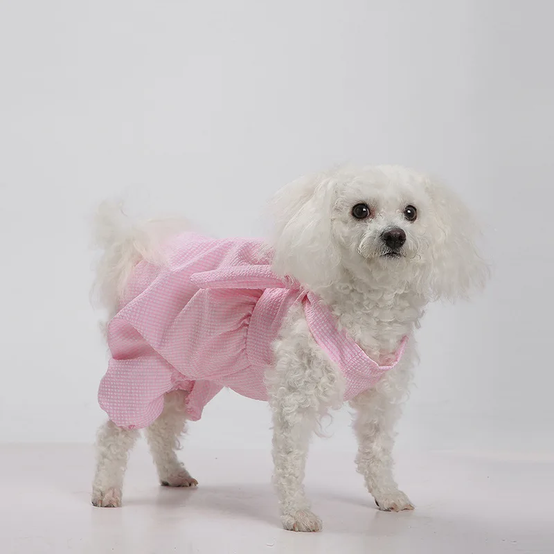 Cute Pet Skirts Spring and Summer New Puppy Clothes Teddy Pomeranian Cartoon Funny Creative Pumpkin Plaid Culottes