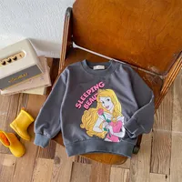2024 Autumn Hot Kids Clothing Disney Princess Children's Top Girl's Fashion Loose Sweater Round Neck Casual Children's Wear 2