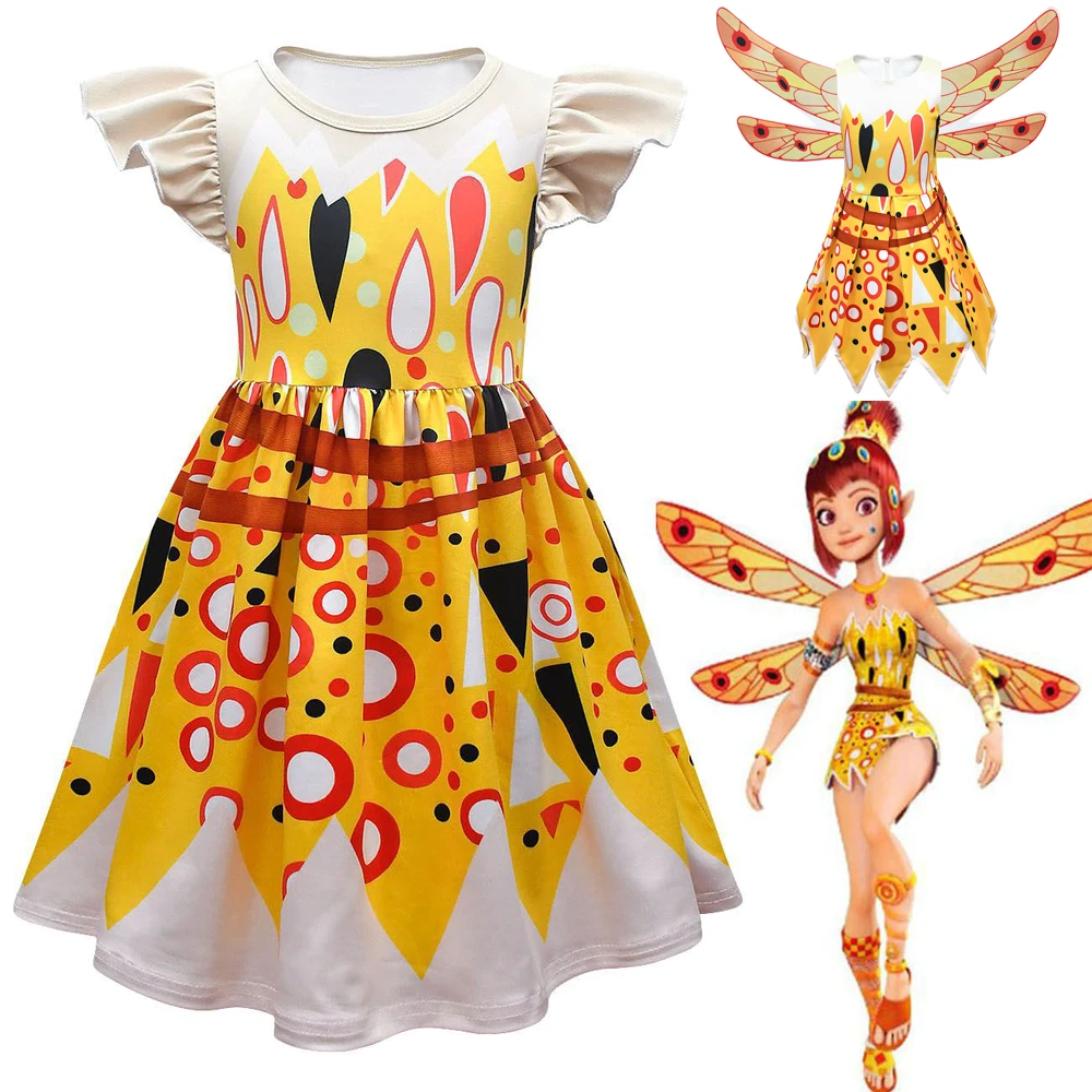 Abiti Per Bambini Per Ragazze Costume Mia And Me Cosplay Print Mia Princess Birthday Party Clothes Summer Flying Sleeve Dress For Girl