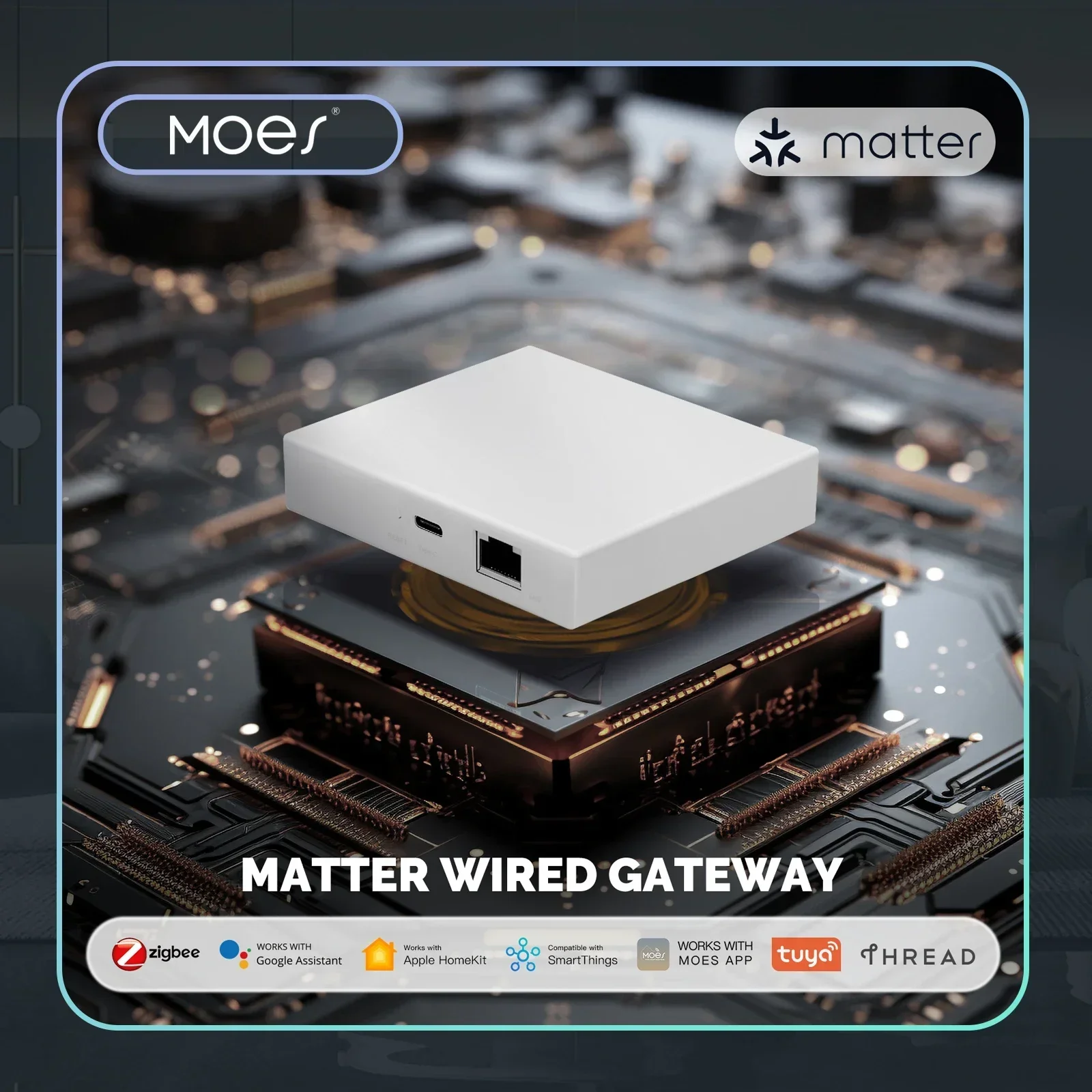 Moes Tuya Zigbee Matter Thread Gateway Smart Home Bridge Matter Hub Support Controllo Vocale Siri Homekit Smartthings Google Alexa